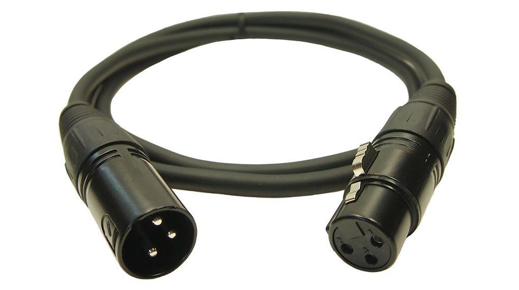 XLR Cable, Stereo, XLR 3-Pin Plug - XLR 3-Pin Socket, 2m